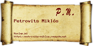 Petrovits Miklós névjegykártya