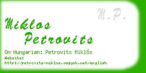 miklos petrovits business card